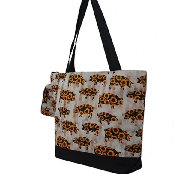 NGIL Sunflower Pigs Canvas Tote Bag - Picture 1 of 5